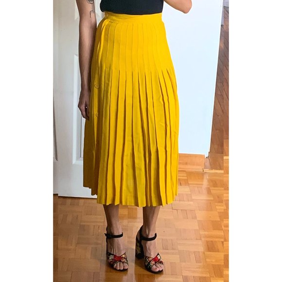 Vintage High Waist Pleated Midi Skirt - Picture 2 of 5